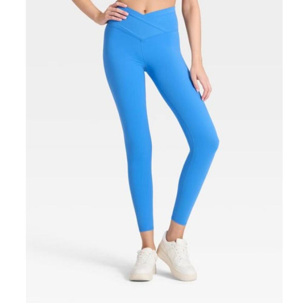 Joy Lab Women's Vibrant Blue High-Rise Crossover Waistband 7/8 Leggings Size XXL